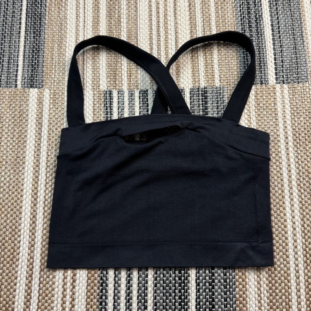 Free People Black Square Neck Front Cutout Crop Top Size‎ XS/S Women
